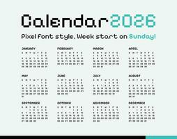 calendrier 2026, minimal style, la semaine début sur dimanche. vecteur