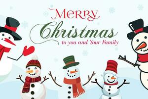 joyeux Noël à vous et votre famille, vecteur salutation carte