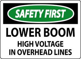 électrique sécurité signe danger - inférieur boom haute Tension dans aérien lignes vecteur