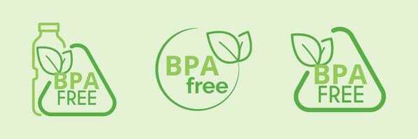 Trois logos bpa gratuit. bisphénol une gratuit produit étiquetage.non toxique Plastique. vecteur illustration