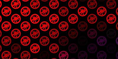 toile de fond de vecteur rose et rouge foncé avec symboles de virus.