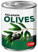 Une boîte d&#39;olives kalamata vecteur