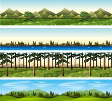 Différentes scènes de fond de montagnes et d&#39;arbres vecteur