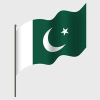 agité Pakistan drapeau. pakistanais drapeau sur mât de drapeau. vecteur emblème de Pakistan