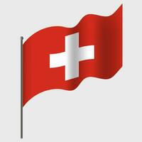 agité Suisse drapeau. Suisse drapeau sur mât de drapeau. vecteur emblème de Suisse