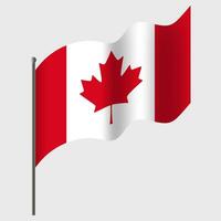 agité Canada drapeau. canadien drapeau sur mât de drapeau. vecteur emblème de Canada