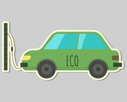 écologie autocollant avec électrique auto. l'amour notre Terre, enregistrer planète. éco Étiquettes. se soucier pour la nature vecteur