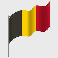 agité Belgique drapeau. Belge drapeau sur mât de drapeau. vecteur emblème de Belgique