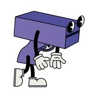 violet argent pistolet personnage dans Années 70 dessin animé style vecteur