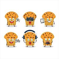 choco frites muffin dessin animé personnage sont en jouant Jeux avec divers mignonne émoticônes vecteur