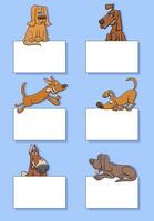 dessin animé chiens et chiots avec cartes conception ensemble vecteur