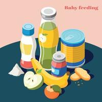 illustration vectorielle de bébé alimentation composition isométrique vecteur