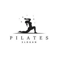 pilates pose logo, yoga logo conception vecteur modèle illustration