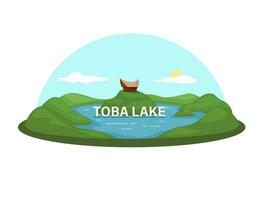 Lac toba est une grand Naturel Lac dans Nord Sumatra, Indonésie point de repère symbole illustration vecteur