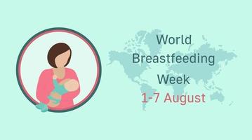 affiche de la semaine de l'allaitement en août. carte du monde et texte vecteur