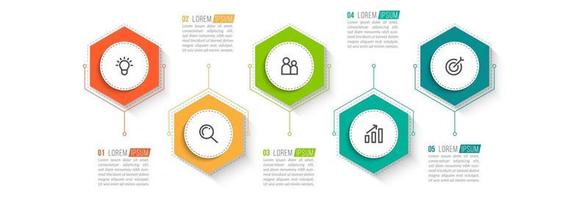 modèle d'infographie à cinq options vecteur