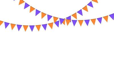 violet et Orange drapeau guirlande. Triangle fanions chaîne. fête décoration. fête drapeaux pour décor vecteur