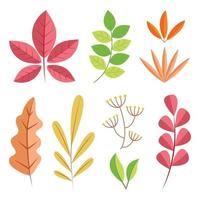 jeu d'icônes de feuilles d'automne vecteur