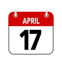 17 avril, calendrier Date icône sur blanc Contexte. vecteur