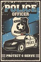 affiche rétro d'illustration vectorielle de voiture de police vecteur