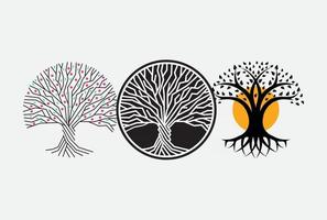 ensemble de logos d'arbres. symbole de sagesse pour l'éducation. concept de logo rond vectoriel