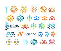 ensemble de logos de points scientifiques, logotype en pointillé créatif, emblème abstrait moderne vecteur