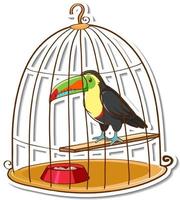 un oiseau toucan dans une cage autocollant vecteur