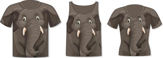 devant du t-shirt avec modèle d'éléphant vecteur