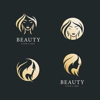 logo de femme élégante avec un design dégradé d'or vecteur