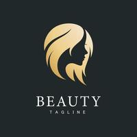 logo de femme élégante avec un design dégradé d'or vecteur