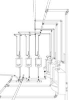 3d illustration de bâtiment tuyauterie vecteur