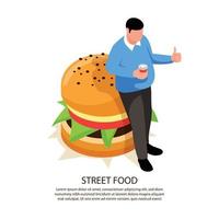 burger homme fond isométrique illustration vectorielle vecteur