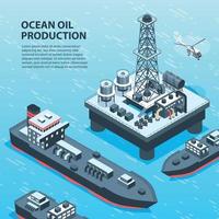 illustration vectorielle de fond de production pétrolière offshore vecteur