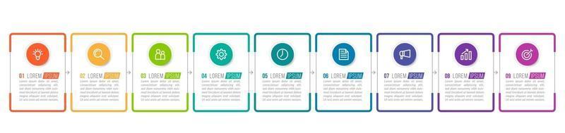 conception infographique vectorielle avec des icônes et 9 options ou étapes vecteur