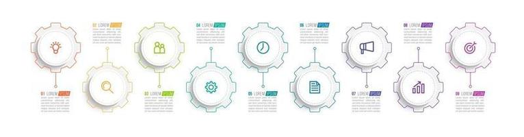 conception infographique vectorielle avec des icônes et 9 options ou étapes vecteur