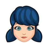 fille avec foncé bleu cheveux grand Taille de emoji visage vecteur