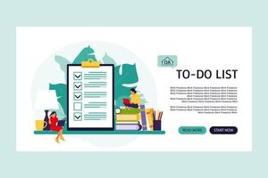liste de contrôle, liste de tâches. page de destination. vecteur