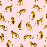 Modèle exotique sans couture avec des silhouettes abstraites des léopards. vecteur