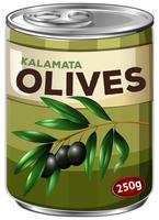 Une boîte d&#39;olives noires vecteur