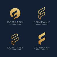lettre F logo conception élément vecteur collection avec d'or concept