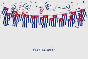 drapeau de guirlande de Cuba avec des confettis sur fond blanc. vecteur