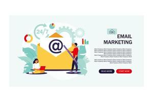 marketing par e-mail, discussion sur Internet, page de destination. vecteur