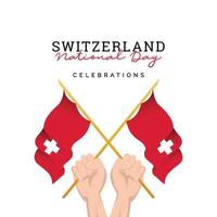 drapeau suisse. célébrations de la fête de l'indépendance. modèle de bannière. vecteur