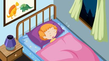 Un enfant qui dort dans la chambre vecteur