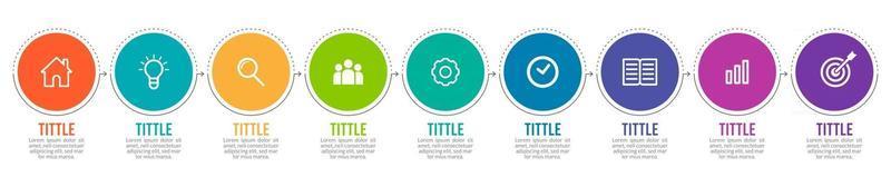 modèle d'infographie d'entreprise minimal en 9 étapes vecteur