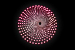 Cercle de points de demi-teinte rouge 3d, modèle de logo rond en spirale vecteur