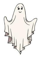 mignonne fantôme isolé, dessin animé des fantômes, effrayant vecteur, mignonne griffonnage personnage, Halloween content esprit avec bras large une façon pour câlins vecteur