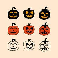 Halloween citrouille ensemble illustration conception vecteur