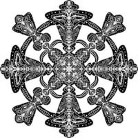une noir et blanc flocon de neige conception avec fleuri motifs vecteur