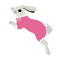 mignonne lapin sauter illustration de animal de compagnie isolé vecteur